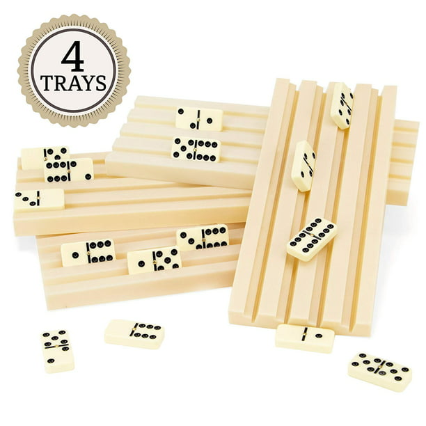 4 Pack Tile Rack Holder Wood Domino Racks Mexican Train Tray Holders